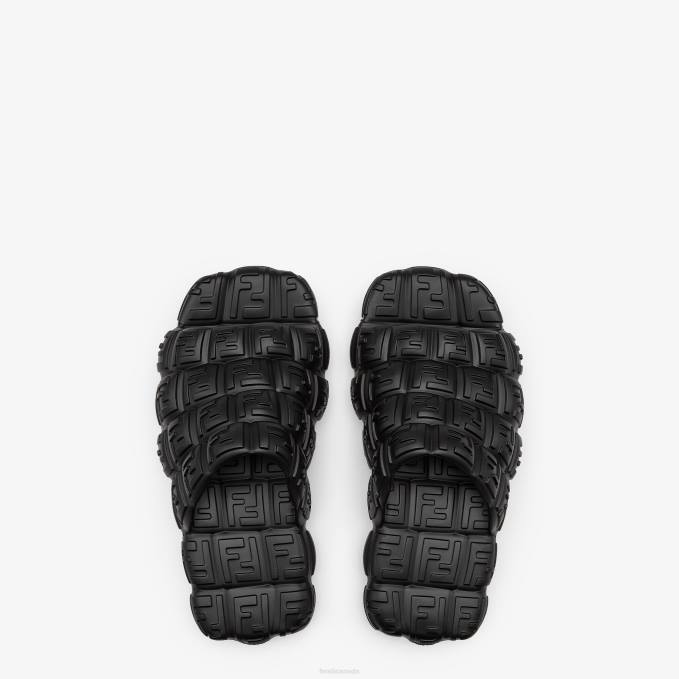 Men Rubber Slides Black Fendi Shoes 6RHH2230