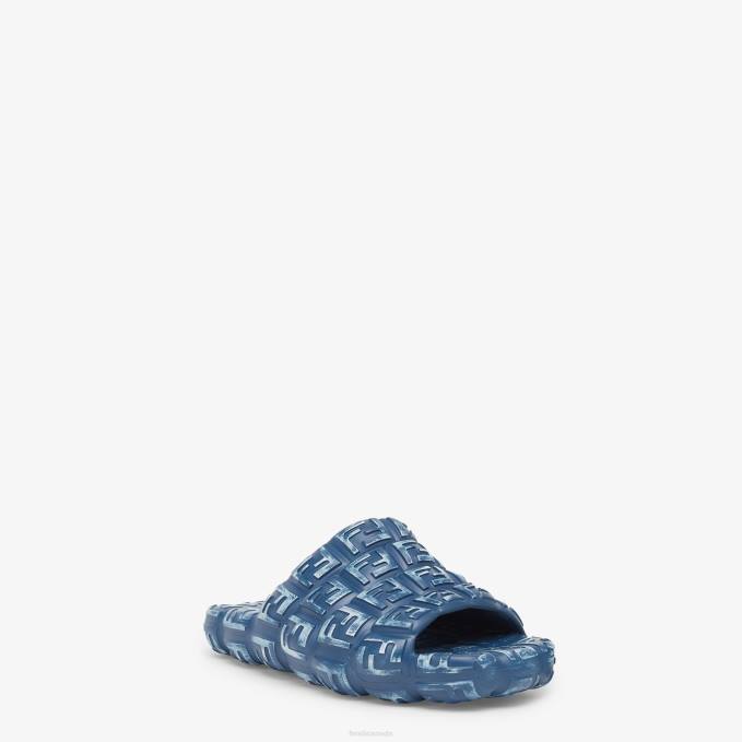 Men Rubber Slides Blue Fendi Shoes 6RHH2238