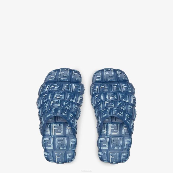 Men Rubber Slides Blue Fendi Shoes 6RHH2238