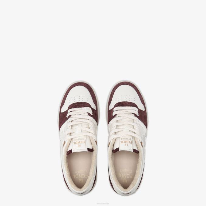 Men Burgundy Suede Low-Tops Red Fendi Shoes 6RHH2305