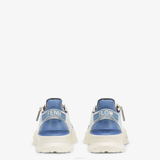 Men Caiman Leather Running Sneakers White Fendi Shoes 6RHH2237