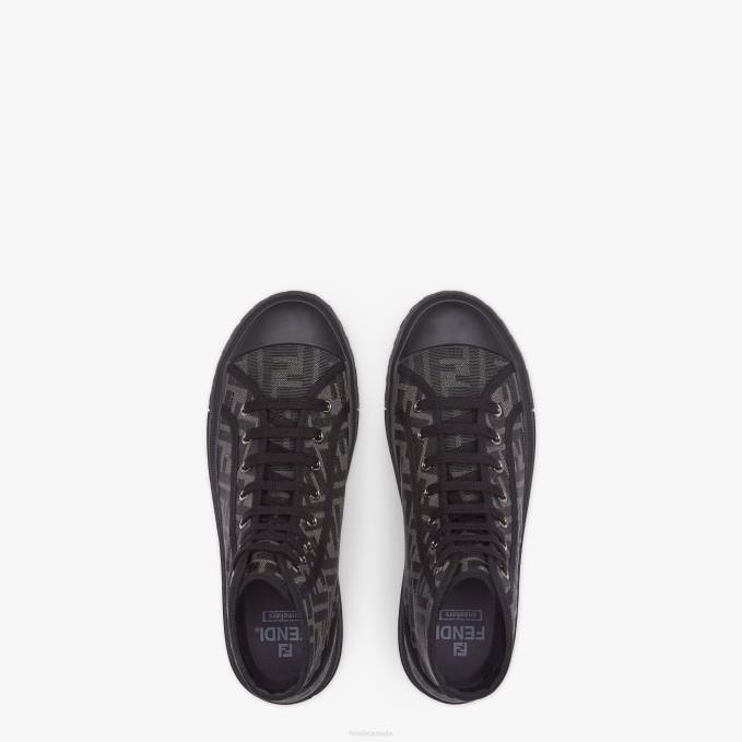 Men Canvas High-Tops Black Fendi Shoes 6RHH2277