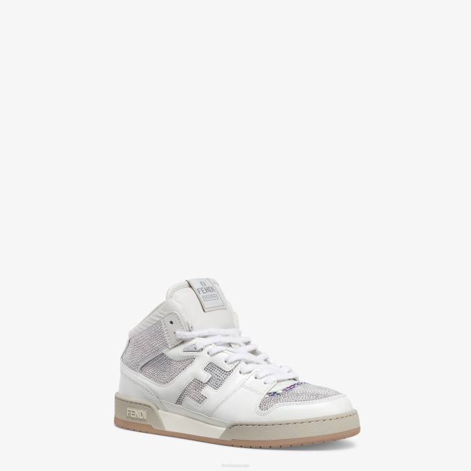 Men Leather High-Tops White Fendi Shoes 6RHH2265