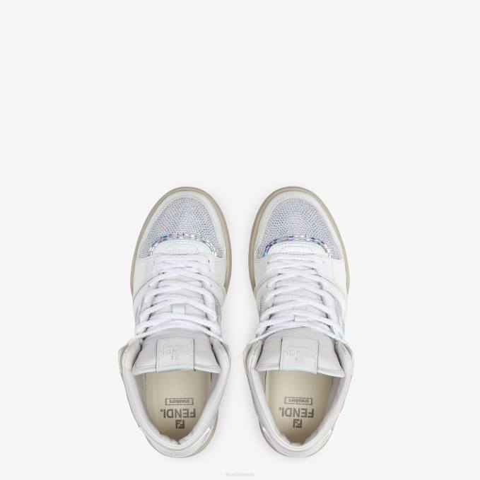Men Leather High-Tops White Fendi Shoes 6RHH2265