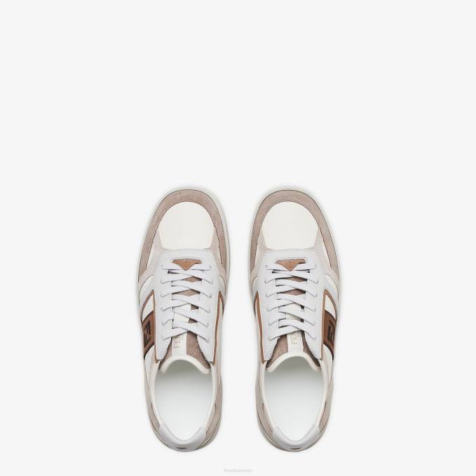 Men Leather Low-Tops Beige Fendi Shoes 6RHH2218