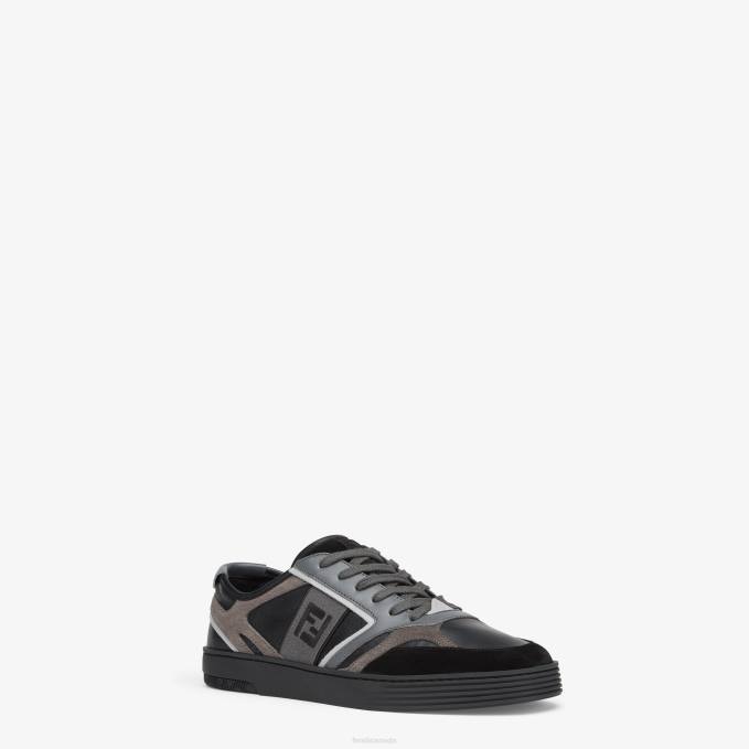 Men Leather Low-Tops Black Fendi Shoes 6RHH2217