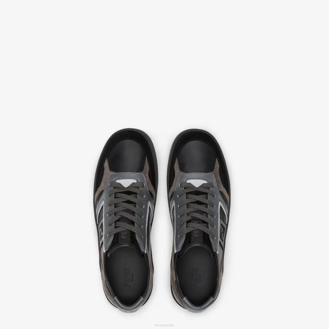 Men Leather Low-Tops Black Fendi Shoes 6RHH2217