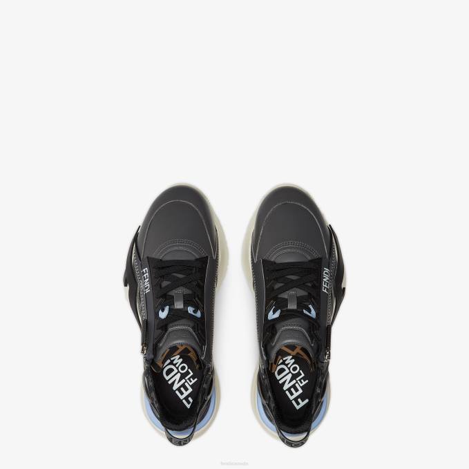 Men Leather Low-Tops Gray Fendi Shoes 6RHH2250