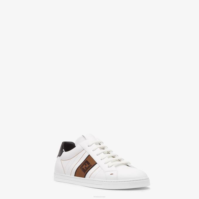 Men Leather Low-Tops White Fendi Shoes 6RHH2262