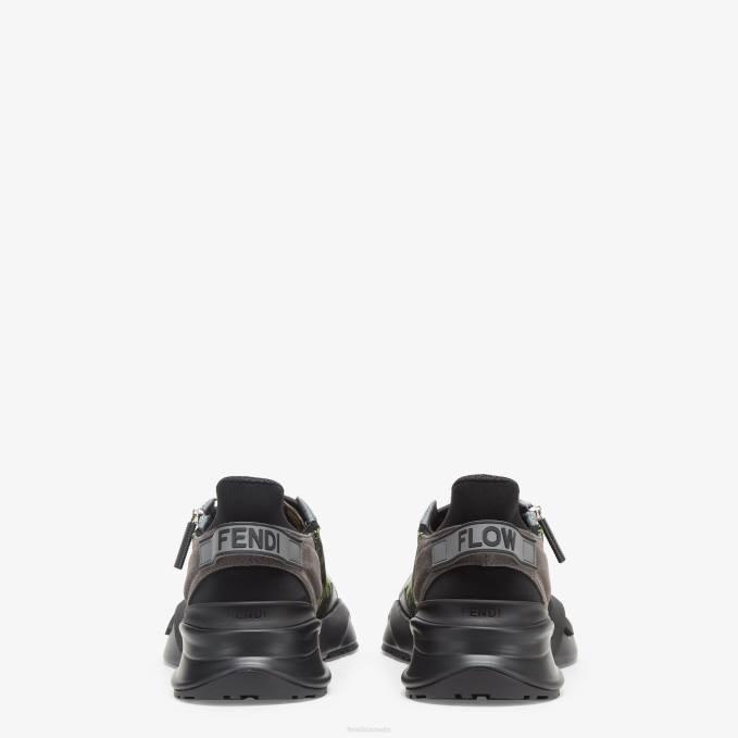 Men Neon And Fabric Running Sneakers Black Fendi Shoes 6RHH2269