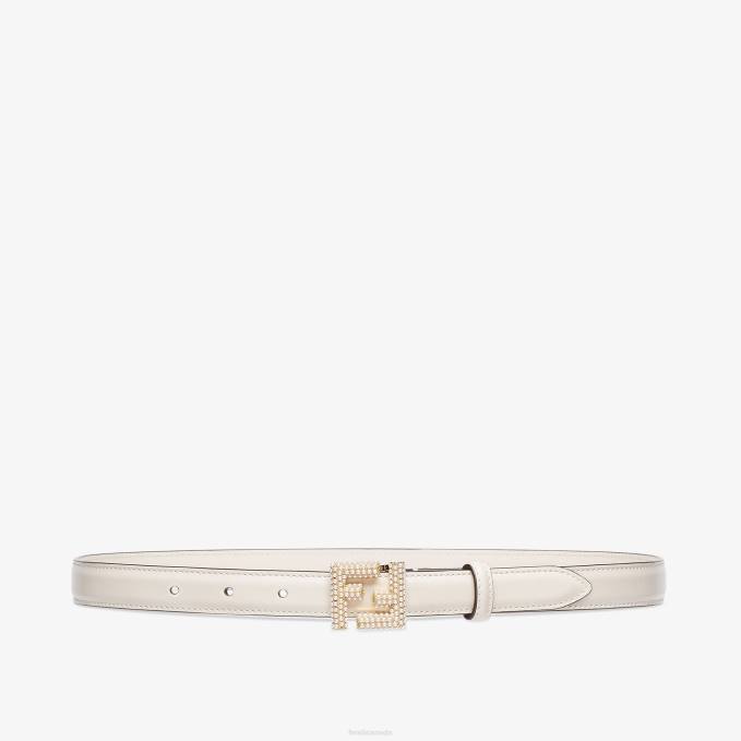 Women FF Leather Belt White Fendi Accessories 6RHH140