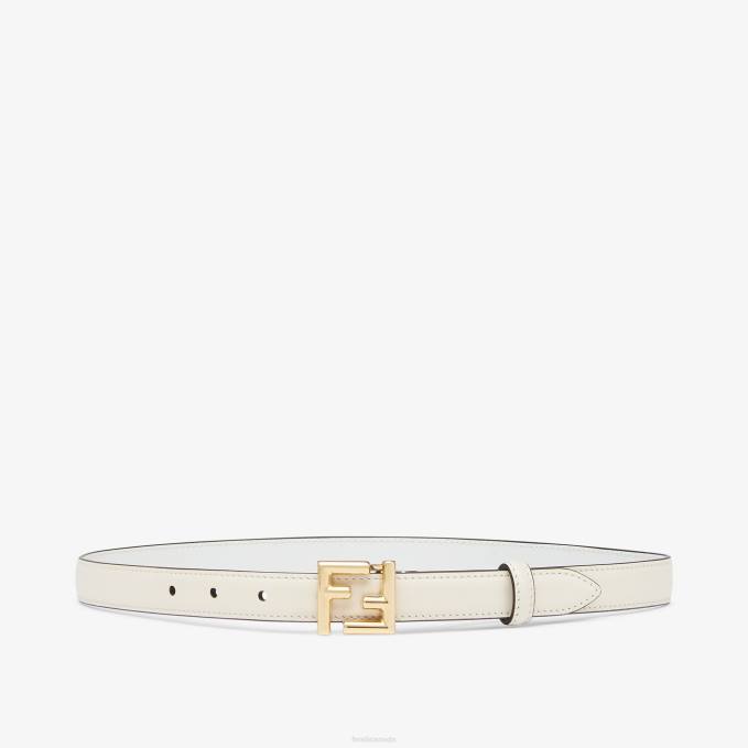 Women FF Leather Belt White Fendi Accessories 6RHH336