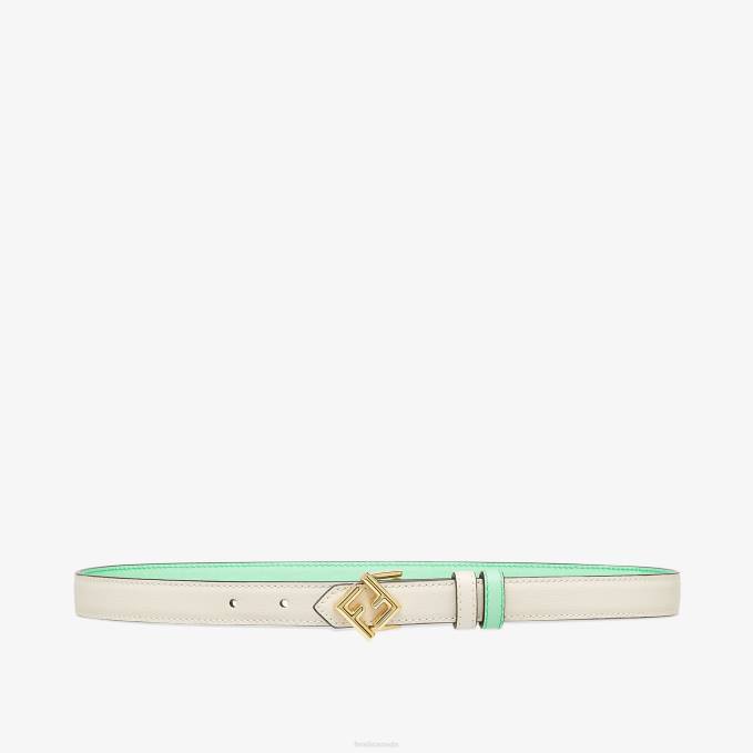 Women Leather Reversible Belt Green Fendi Accessories 6RHH198