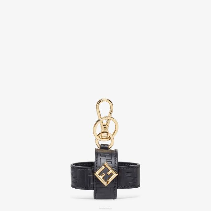 Women FF Diamonds Airpods Pro Leather Charm Black Fendi Accessories 6RHH78