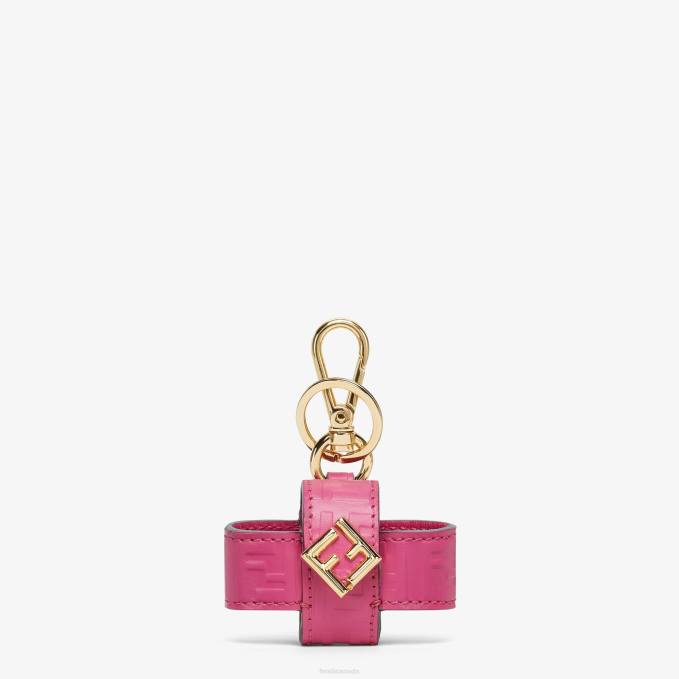 Women Fuchsia Leather Charm Pink Fendi Accessories 6RHH72