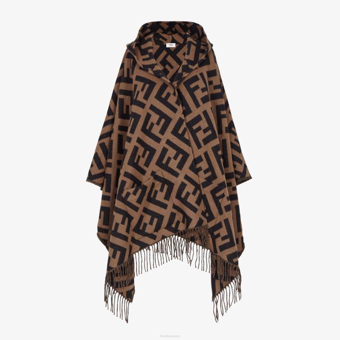 Women Cashmere Poncho Brown Fendi Accessories 6RHH245