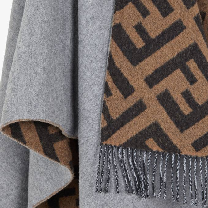 Women Wool And Cashmere Poncho Gray Fendi Accessories 6RHH273