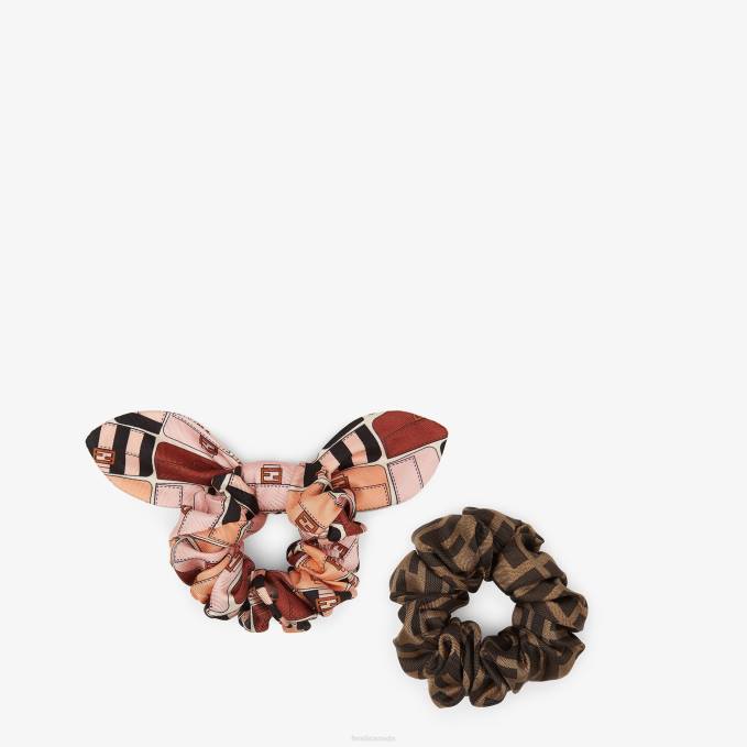 Women Set Of Two Multisilk Hair Ties Multicolor Fendi Accessories 6RHH475