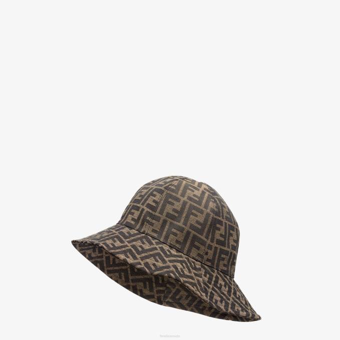 Women Canvas Cloche Hat Brown Fendi Accessories 6RHH340