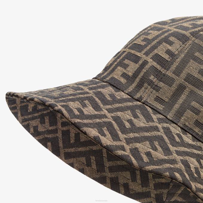 Women Canvas Cloche Hat Brown Fendi Accessories 6RHH340