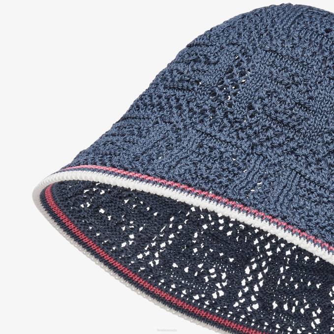 Women Crochet Cloche Hat Blue Fendi Accessories 6RHH89