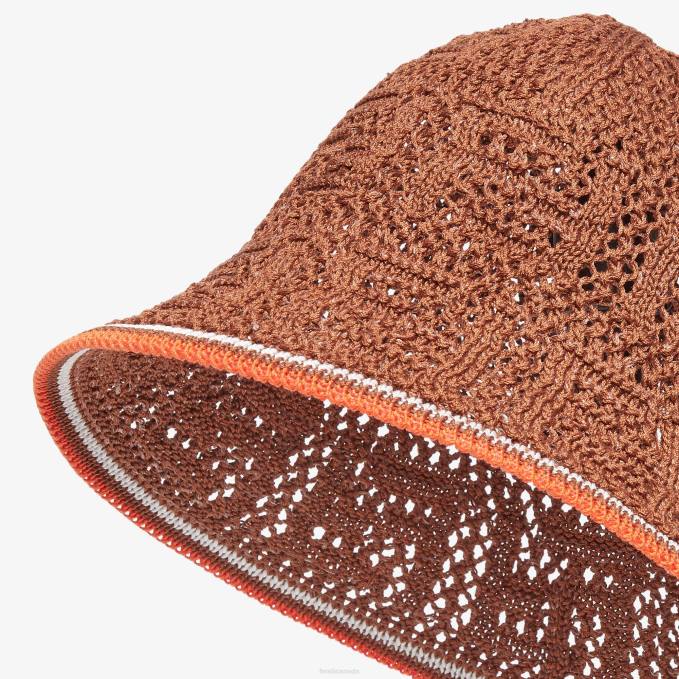 Women Crochet Cloche Hat Brown Fendi Accessories 6RHH88