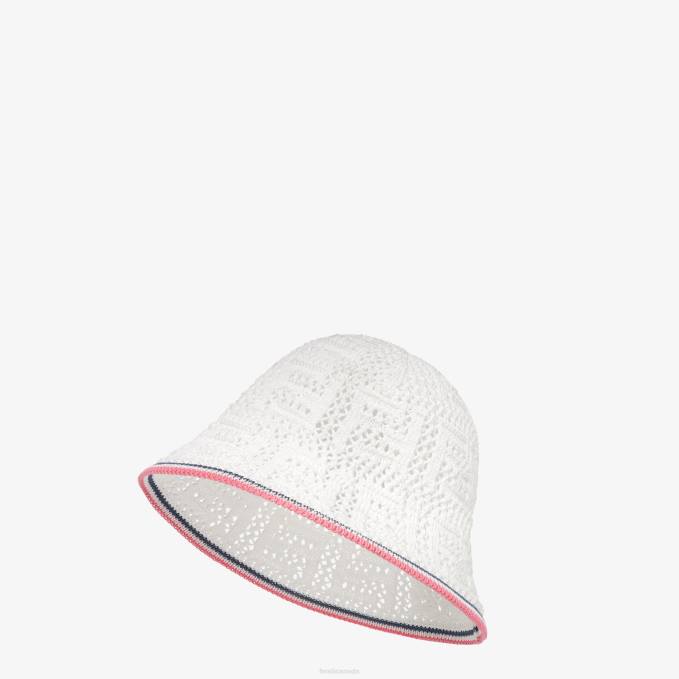 Women Crochet Cloche Hat White Fendi Accessories 6RHH90