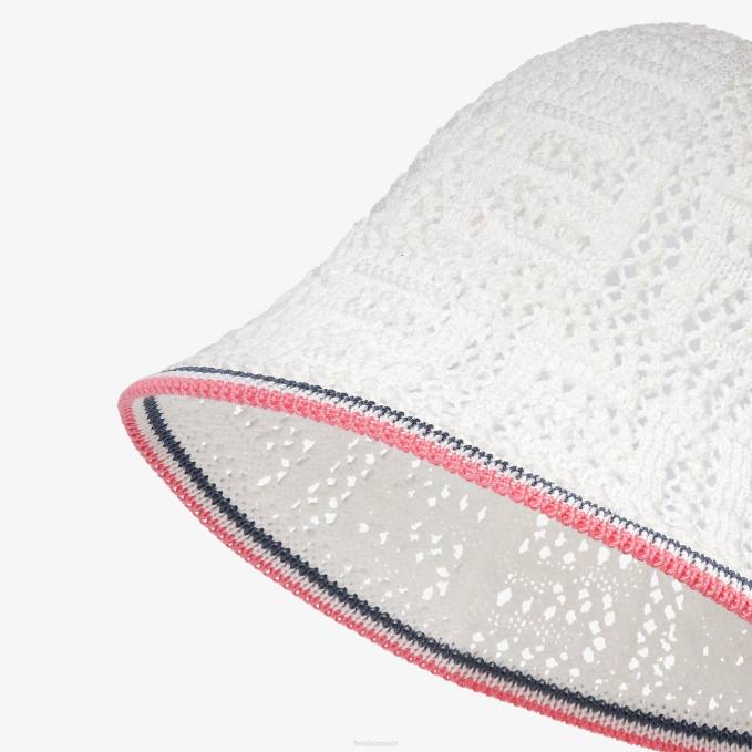 Women Crochet Cloche Hat White Fendi Accessories 6RHH90