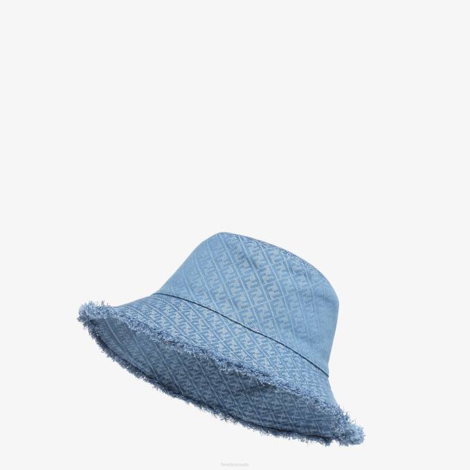 Women Denim-Effect Bucket Hat Blue Fendi Accessories 6RHH214