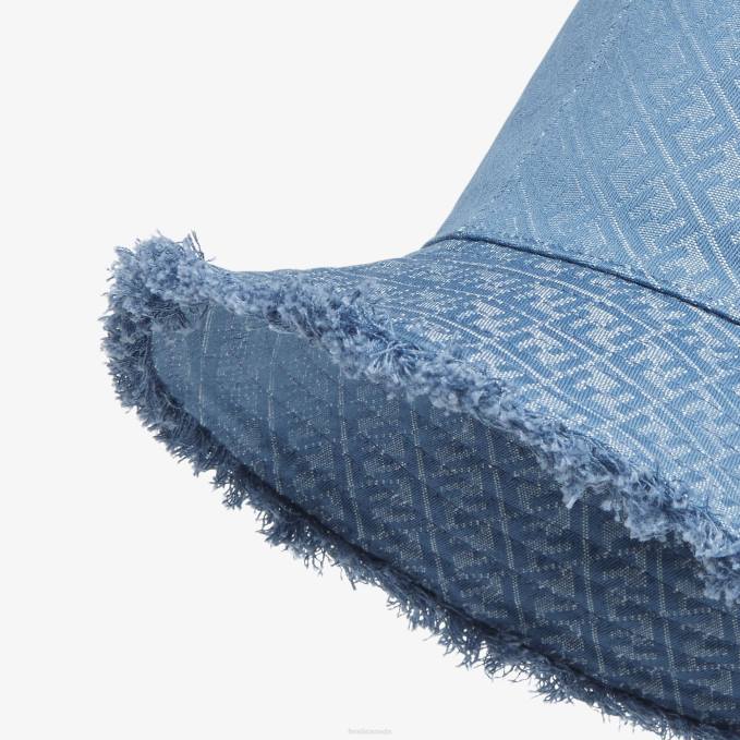 Women Denim-Effect Bucket Hat Blue Fendi Accessories 6RHH214