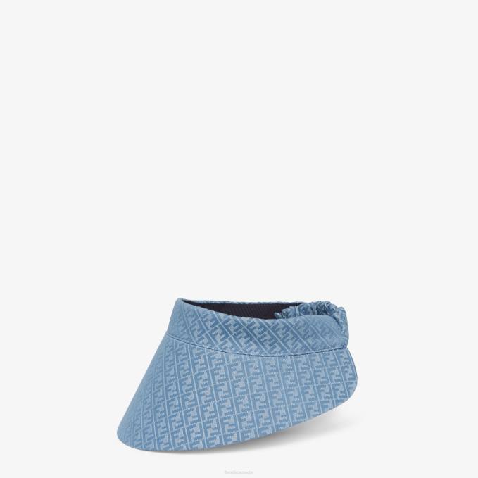 Women Denim-Effect Visor Blue Fendi Accessories 6RHH219