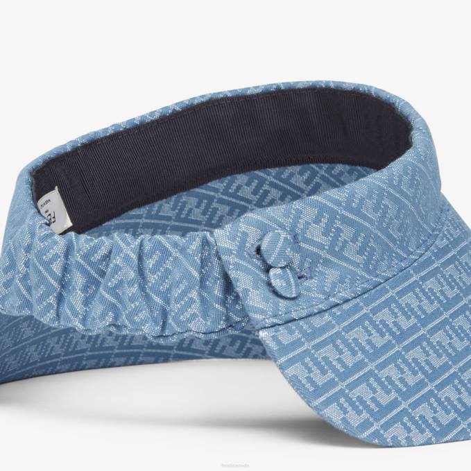 Women Denim-Effect Visor Blue Fendi Accessories 6RHH219