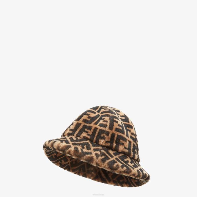 Women Shearling Hat Brown Fendi Accessories 6RHH506