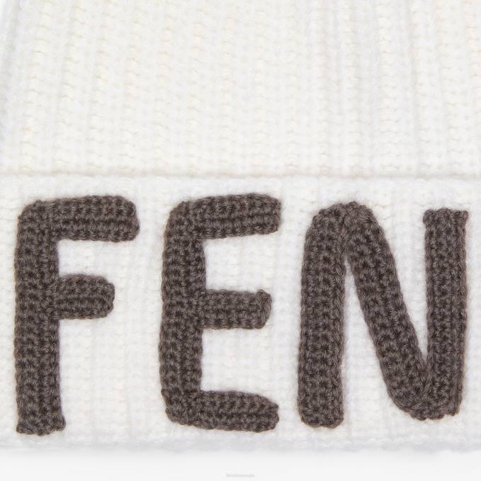 Women Wool Beanie White Fendi Accessories 6RHH360