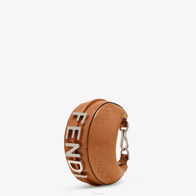 Women Crocodile Leather Charm Brown Fendi Accessories 6RHH254