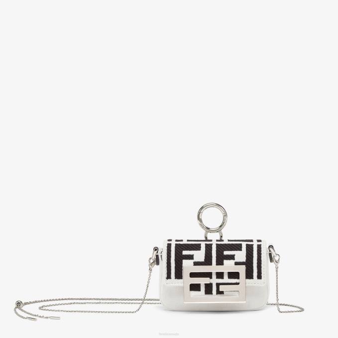 Women Embroidecanvas Charm White Fendi Accessories 6RHH162