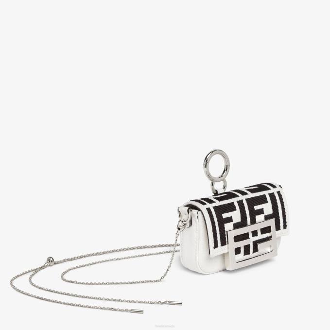 Women Embroidecanvas Charm White Fendi Accessories 6RHH162