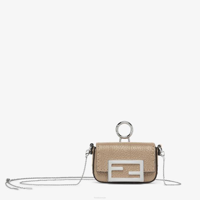Women Nano Baguette Leather Charm Beige Fendi Accessories 6RHH52