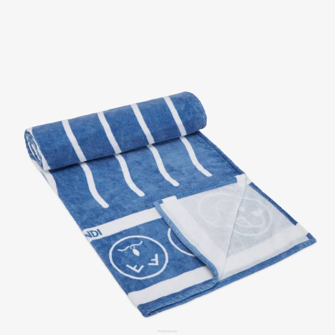 Women Cotton Beach Towel Blue Fendi Accessories 6RHH131