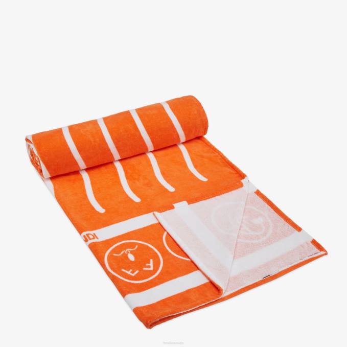 Women Cotton Beach Towel Orange Fendi Accessories 6RHH119