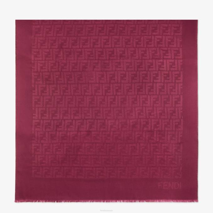 Women Burgundy Silk Stole Red Fendi Accessories 6RHH486