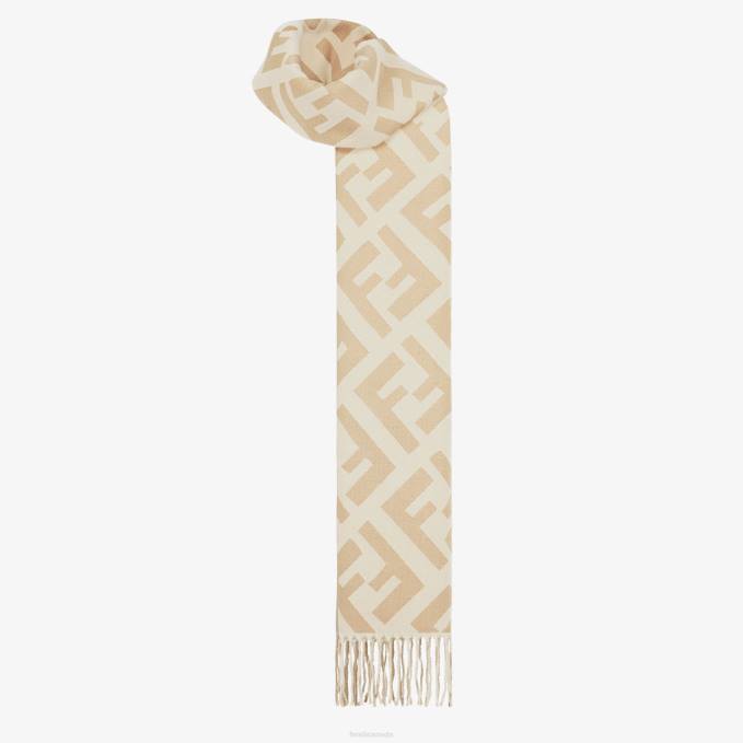 Women Cashmere Scarf Beige Fendi Accessories 6RHH402