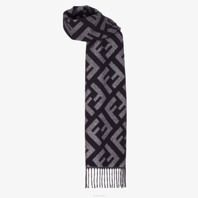 Women Cashmere Scarf Black Fendi Accessories 6RHH270