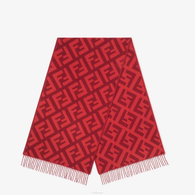 Women Cashmere Scarf Red Fendi Accessories 6RHH460