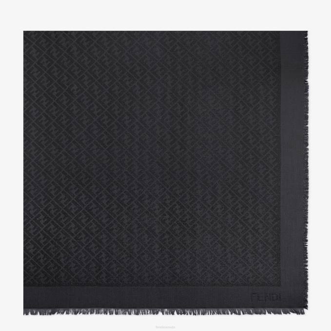 Women Lurex Shawl Black Fendi Accessories 6RHH258