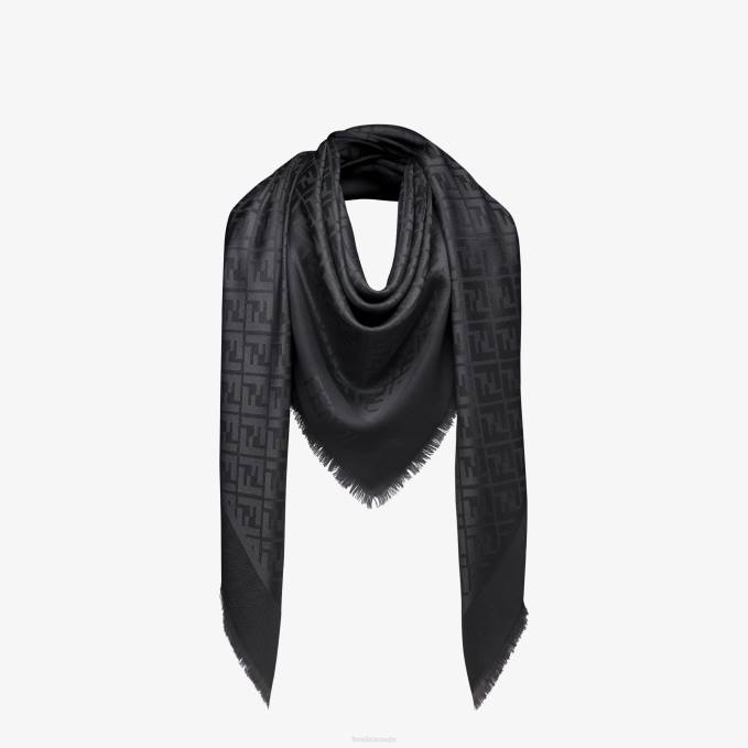 Women Lurex Shawl Black Fendi Accessories 6RHH258