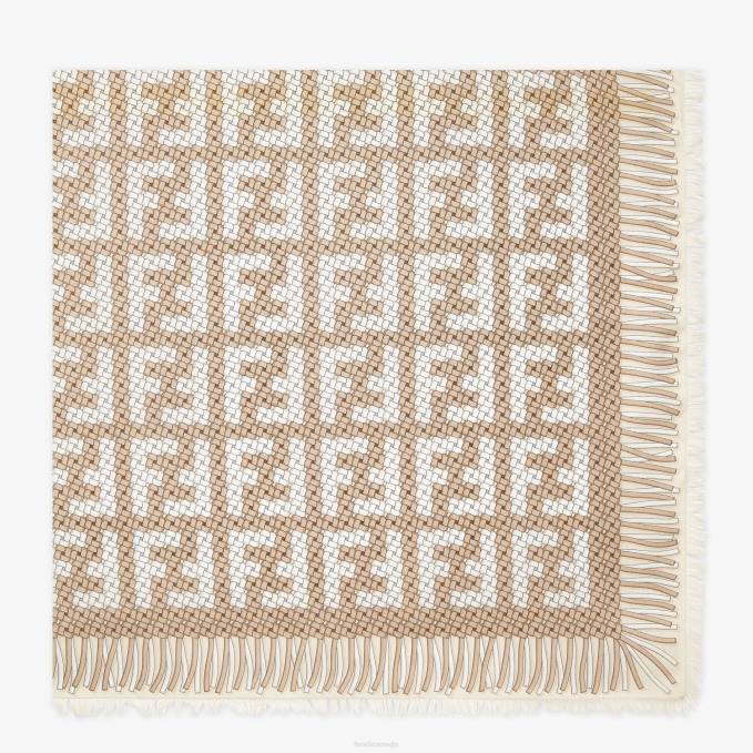 Women Modal And Silk Shawl Beige Fendi Accessories 6RHH173