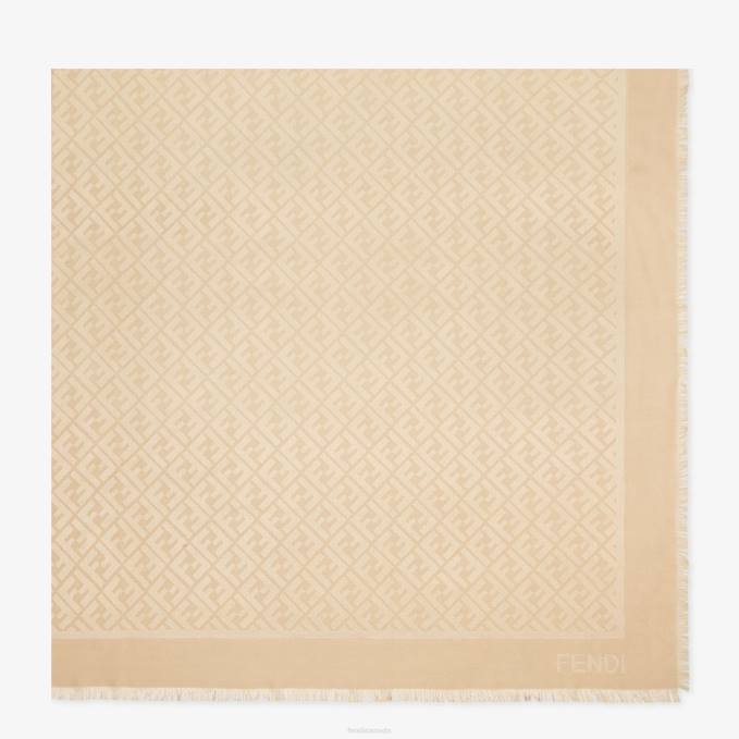 Women Organic Silk And Wool Shawl Beige Fendi Accessories 6RHH341