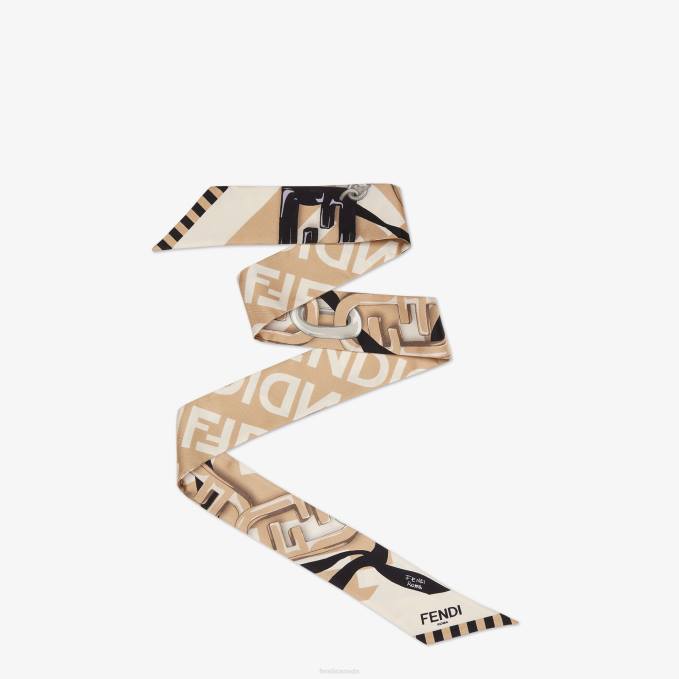 Women Organic Silk Bandeau Beige Fendi Accessories 6RHH249