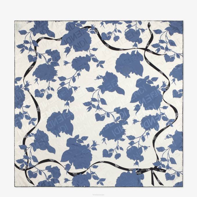 Women Organic Silk Foulard Blue Fendi Accessories 6RHH218